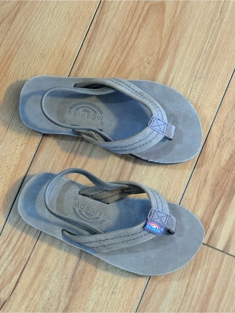 Rainbow Gray Suede Flip Flop Sandals